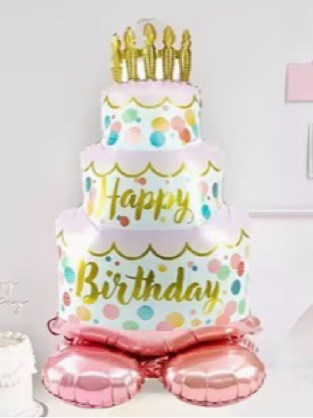 1pc 44-inch Pink Standing Three-Tier Cake-Shaped Balloon